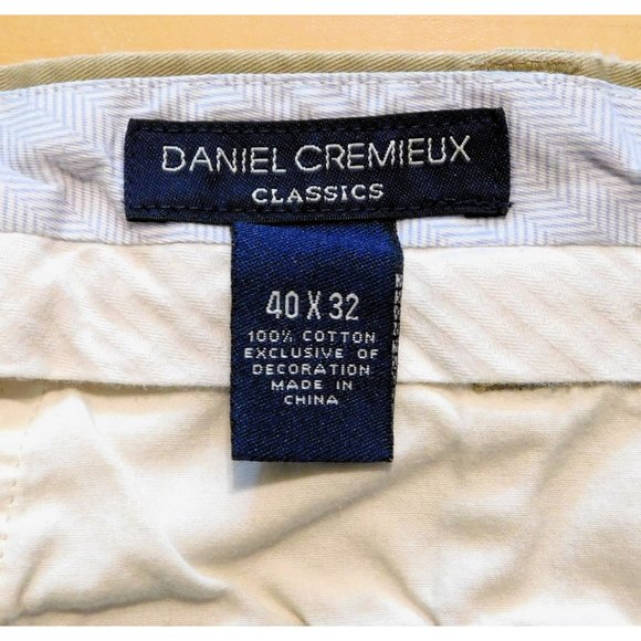 Daniel Cremieux Classics Chinos 40x31 Khaki Tan Pants Pleated Cuffed 100% Cotton - Picture 9 of 9